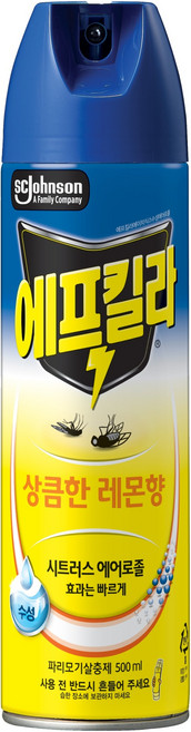 에프킬라 에어로졸 모기 살충제 상큼한 레몬향, 1개, 500ml