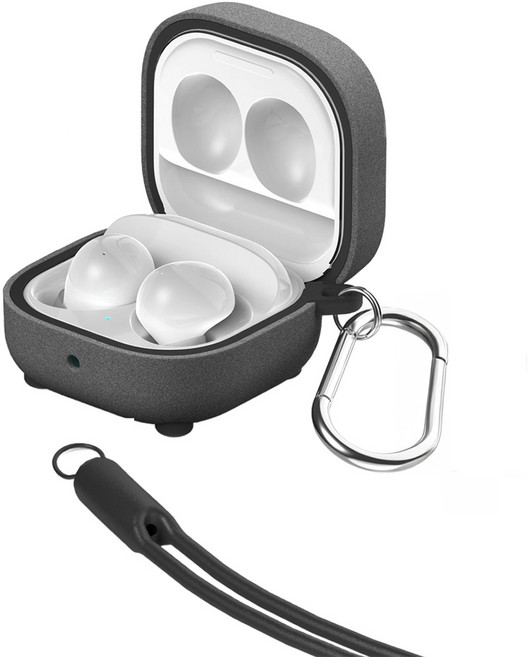 KMAX Galaxy 行李箱造型保護殼 + 登山扣 + 矽膠頸掛繩組, 沙色, Galaxy Buds FE / 2 Pro / 2 / Pro / Live