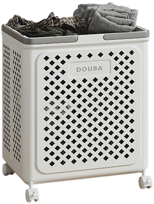 DOUBA 摺疊髒衣籃, 白色