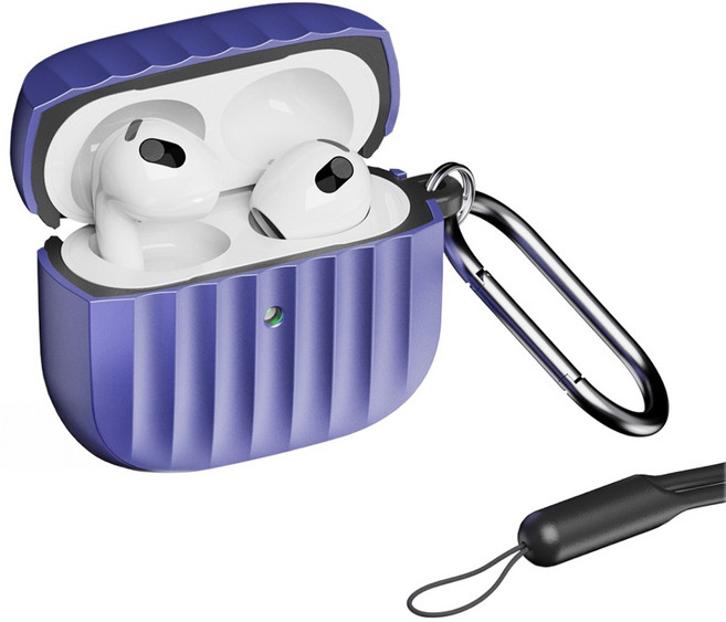 케이맥스 에어팟 캐리어 케이스 + 카라 비너 + 실리콘 목걸이줄 세트, 에어팟 3, PURPLE, 1세트