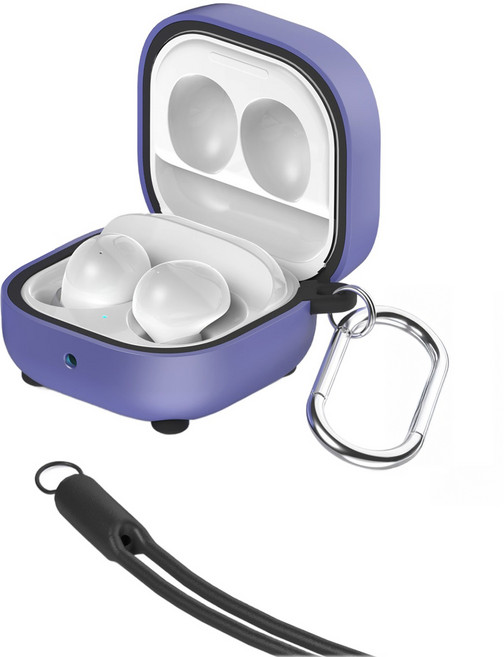 KMAX Galaxy 造型保護殼 + Karabiner 鉤環 + 矽膠頸掛繩組, VIOLET, Galaxy Buds FE / 2 Pro / 2 / Pro / Live