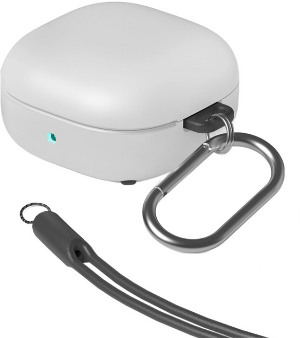 케이맥스 페블 케이스+ 카라비너 + 실리콘 목걸이줄 세트, 갤럭시 버즈2프로, 버즈2, 버즈프로, 버즈라이브, 크림, 1개