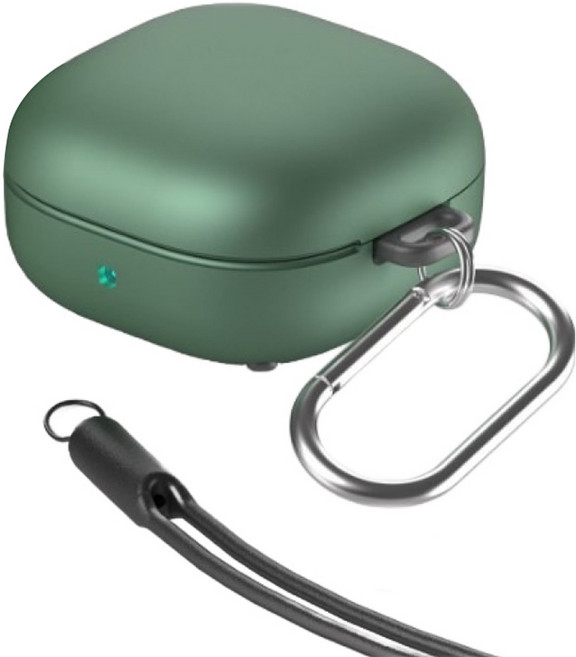 KMAX Pebble 保護殼+登山扣+矽膠頸繩組合, 綠色, Galaxy Buds2 Pro/Buds2/Buds Pro/Buds Live, 1個