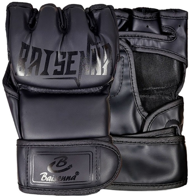 BAISENNA 이안랩 MMA 복싱 무에타이 종합격투기 글러브 양손착용 세트, 08 몰딩 하프핑거 형광 검정색, 1세트