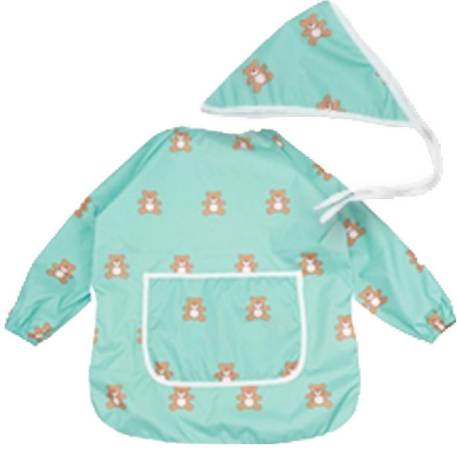 베베슈에뜨 아동용 패턴 긴팔 미술가운 + 두건 세트