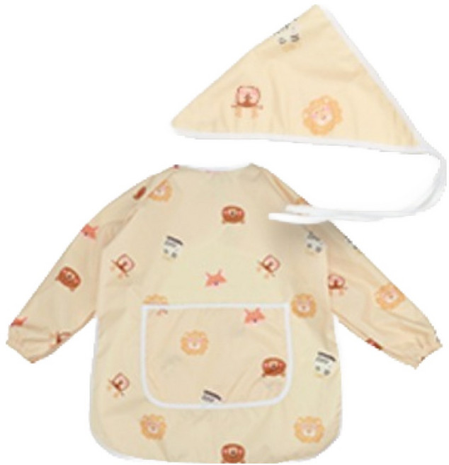 베베슈에뜨 아동용 패턴 긴팔 미술가운 + 두건 세트