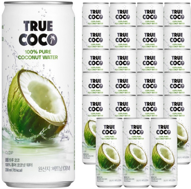 클룹 트루코코 퓨어 코코넛워터, 330ml, 24개