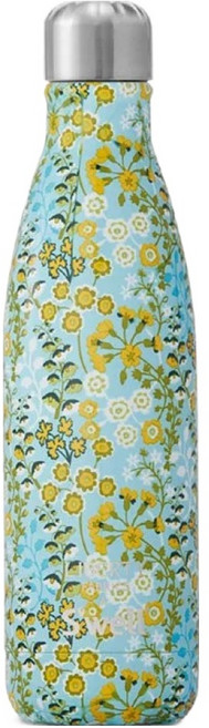 S'well 美國運動時尚不鏽鋼保冷 保溫瓶 Liberty Fabrics S'well Primula Blossom 17oz, 1個, 500ml, 淺藍小碎花
