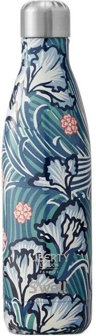S'well 美國運動時尚不鏽鋼保冷 保溫瓶 Liberty Fabrics S'well Kyoto 17oz, 1個, 500ml, 藍底花紋
