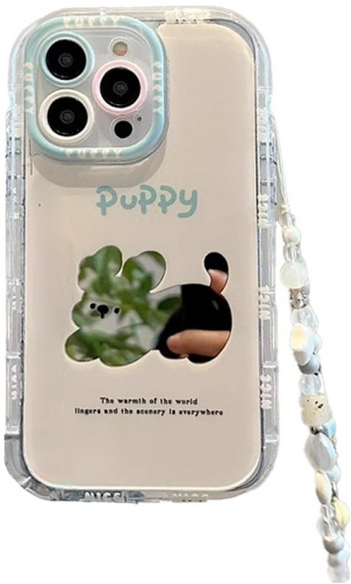 비비파이 강아지 미러 TPU 스트랩 휴대폰 케이스