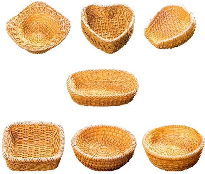 PDS홈데코 피크닉 라탄 바스켓 미니어처 장식 소품 내추럴라탄 7종, 혼합색상, 1세트