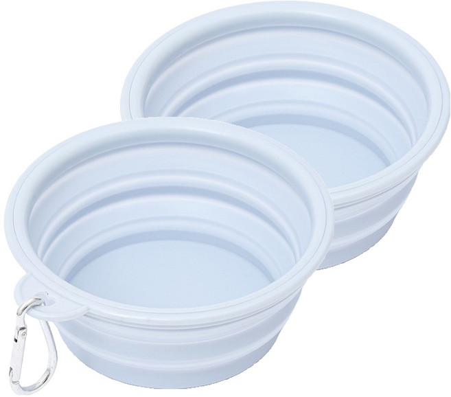 애와니 반려동물 접이식 휴대용 식기 M 650ml, 블루, 2개