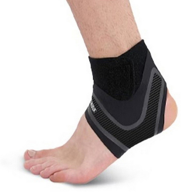 AOLIKES 奧力克斯 超薄透氣碳纖維紋路加壓運動護踝 右腳 7130A, 黑色 + 灰條紋, 1個