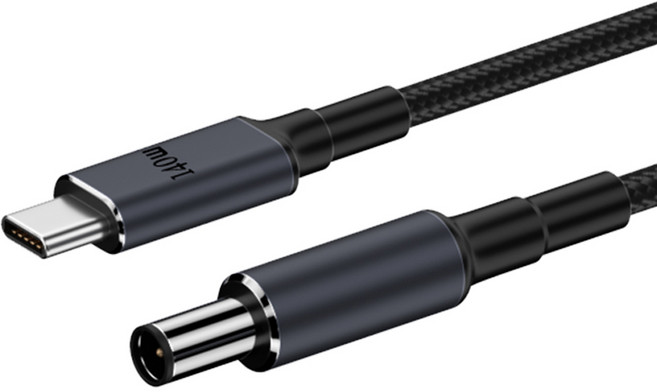 Kamera 佳美能 140W 7A Type-C公轉DC公 7450直頭黑口 PD誘騙線 Dell筆電適用 1.8m, 1條