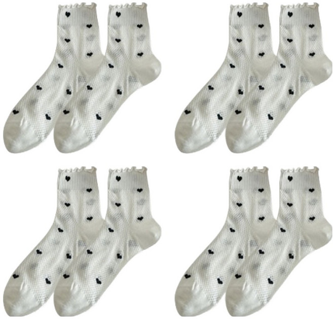 소니오 여성용 미니 하트 양말 4켤레 세트
