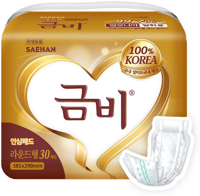 금비 남녀공용 라운드 패드형 성인기저귀, 30개입, 1개