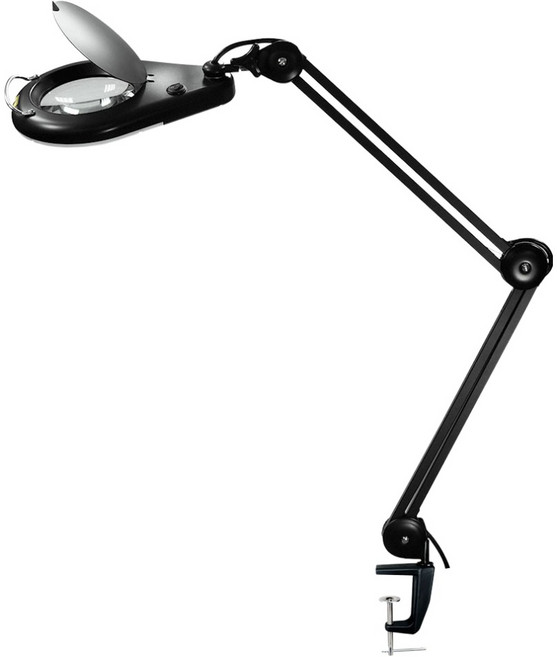 Octopus 章魚牌 防靜電LED照明夾桌放大鏡10倍 5W 206531ESD, 黑色, 1個