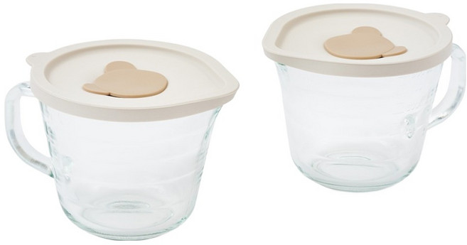 글라스락 베이비 곰돌이캡 계량 찜기, 500ml, 2개