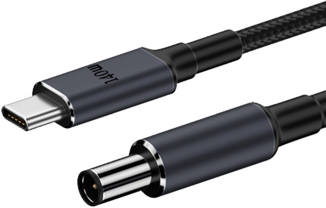 Kamera 佳美能 140W 7A Type-C公轉DC公 7450直頭黑口 PD誘騙線 HP筆電適用 1.8m, 1條