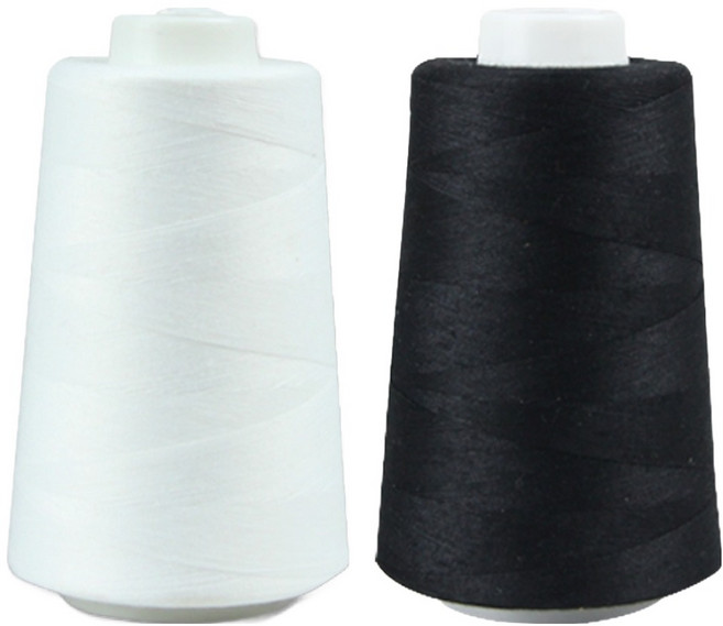 소잉바이핸드 40수 2합 재봉사 2종 세트, 01 화이트, 26 블랙, 1개