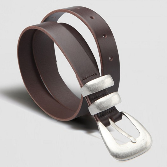 VONIN 이태리소가죽 25미리 와이드 라운딩 벨트 NT061DBR
