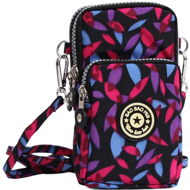 엘쏘 컬러라인 패턴 쓰리포켓 핸드폰 여행용 미니 크로스백