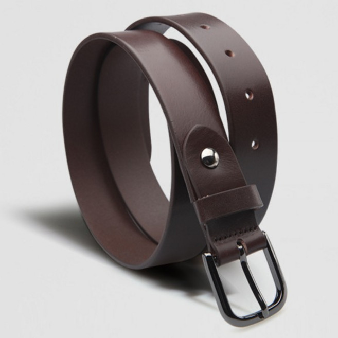 VONIN 이태리소가죽 30미리 블랙 버클 라운딩 벨트 NT077DBR