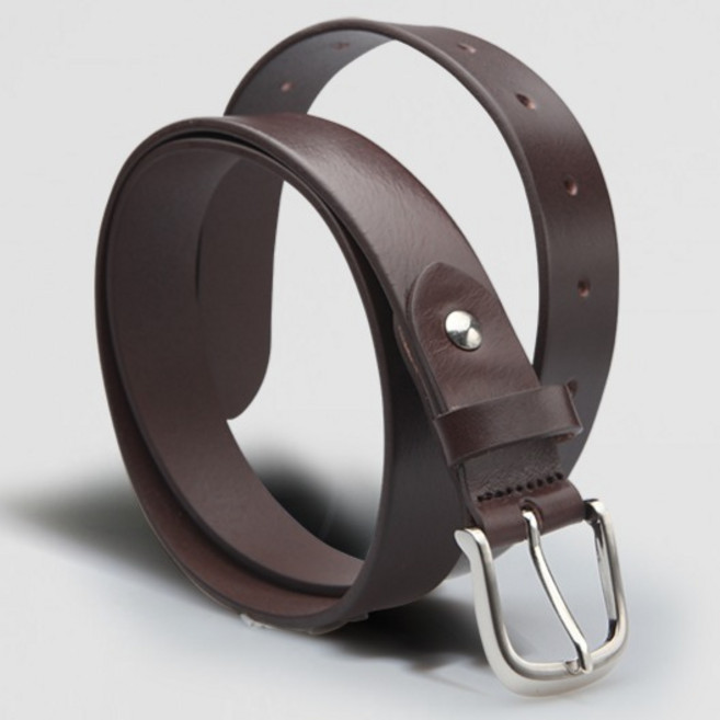 VONIN 이태리소가죽 30미리 로듐사틴 베이직 벨트 NT072DBR