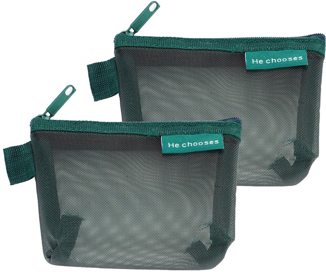 엘쏘 컬러메쉬 화장품 다용도 사각형 파우치 2p