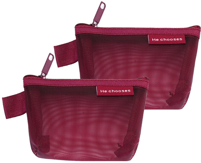 엘쏘 컬러메쉬 화장품 다용도 사각형 파우치 2p