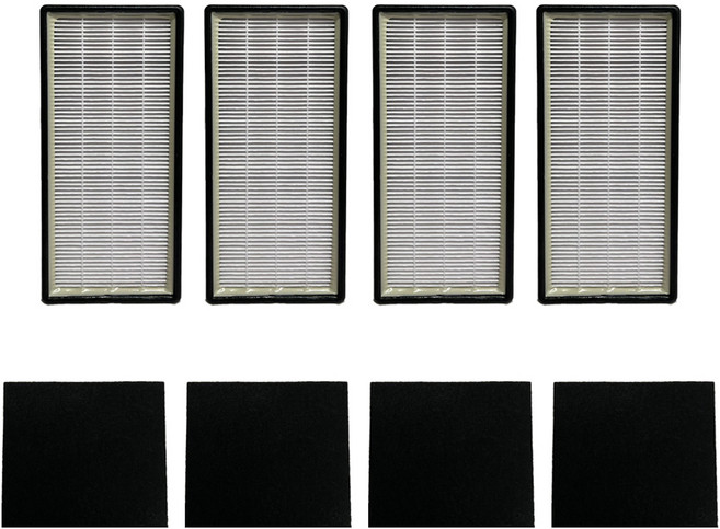 PUREBURG 淨博 高效 HEPA 濾網 4片 + 免裁剪活性碳碳綿 4片, HW-801-04 + HW-C801-04, 1套