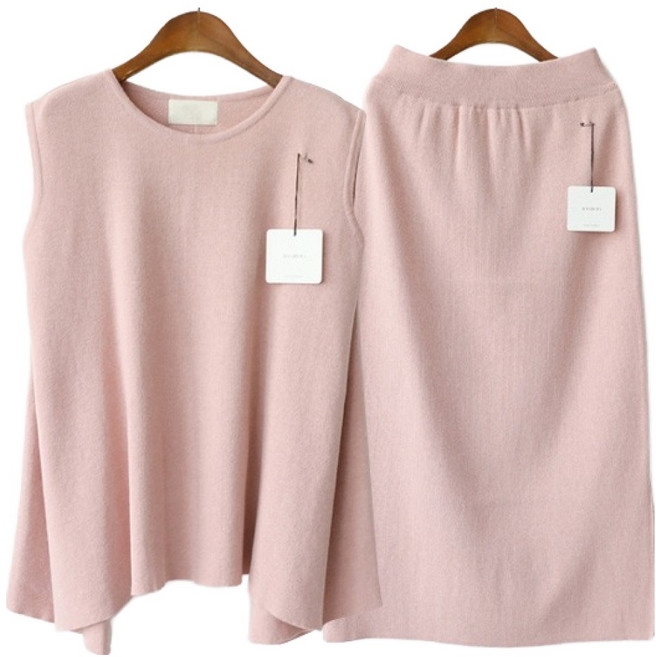 바네사빈 하이퀄리티 니트 나시 + 니트 롱스커트 투피스 세트 v01205