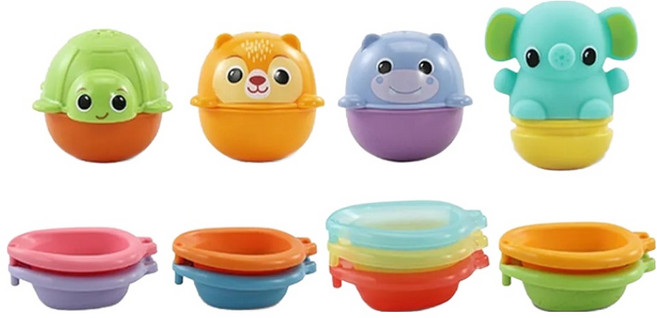 vtech Baby 戲水玩具系列 漂浮動物疊疊樂, 多色, 1組