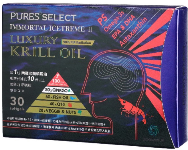 PURES 純萃生技 南極冰鑽磷蝦油, 30顆, 1盒
