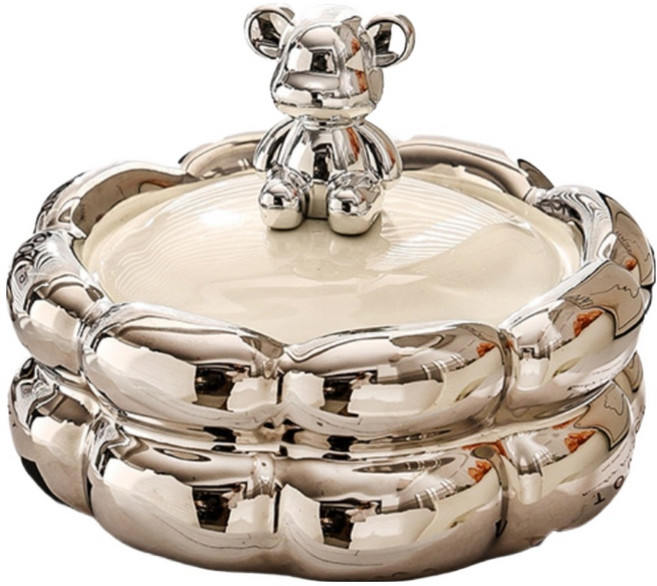 Cashrich 可愛設計防臭菸灰缸 15 x 12 cm, 銀色, 1個