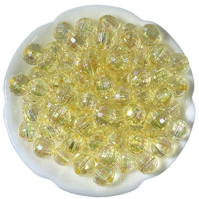 문구담 비즈 아크릴 판타지컬러 DIY 팔찌 반지 만들기 8mm, 노란색, 1개