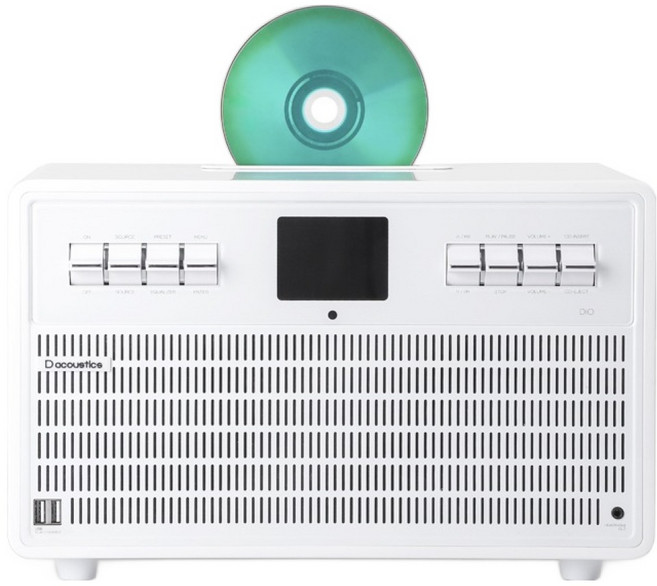 디어쿠스틱 디오 미니 컴포넌트 블루투스 DIO 오디오 CD 플레이어, Glossy White