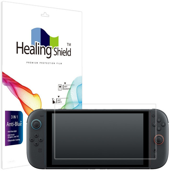 힐링쉴드 닌텐도 스위치 2 블루라이트 차단 액정보호필름 세트, 1세트