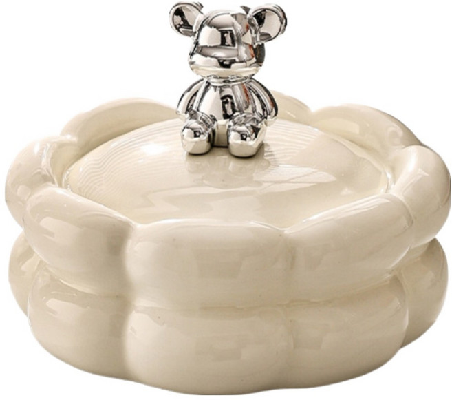 캐시리치 귀여운 디자인 냄새 차단 재떨이 15 x 12 cm, 1개, 크림