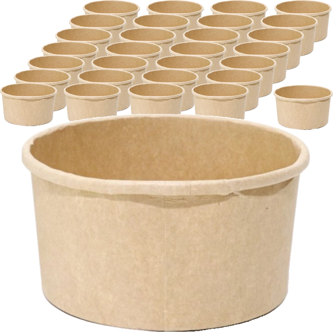 Highching 高精 一次性牛皮紙碗 附蓋 1L, 1組, 100個