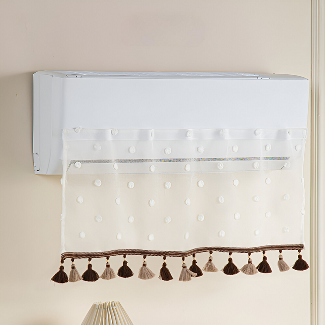 로시테라 직접바람 방지 에어컨 바람막이 커튼 97 x 42 cm, 1개, 도트브라운  벨크로