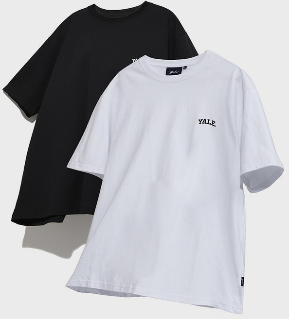 YALE 남녀공용 16수 코마사 스몰아치 루즈핏 반팔 티셔츠 2p
