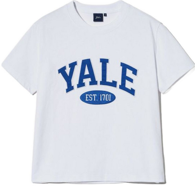 예일 여성용 투톤아치 크롭 반팔 티셔츠