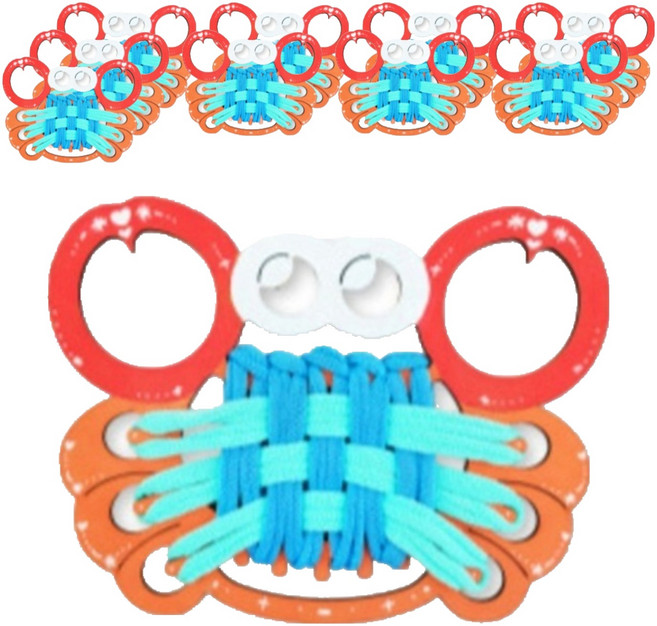 오렌지e몰 양말목공예 여름바다동물 위빙받침대 만들기세트 꽃게, 혼합색상, 10세트