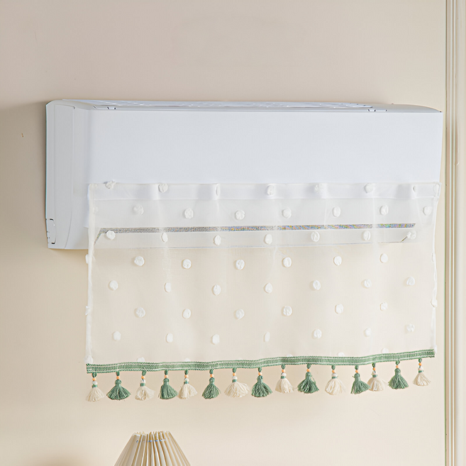 로시테라 직접바람 방지 에어컨 바람막이 커튼 97 x 42 cm, 1개, 도트그린  벨크로