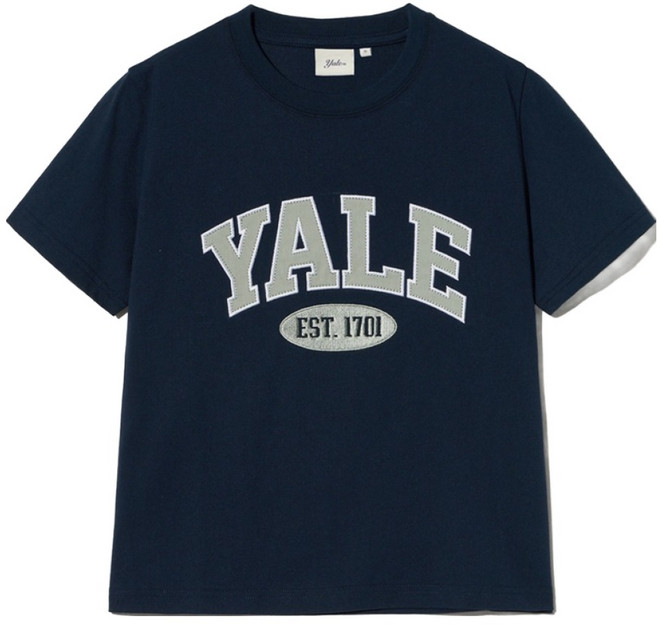 예일 여성용 투톤아치 크롭 반팔 티셔츠