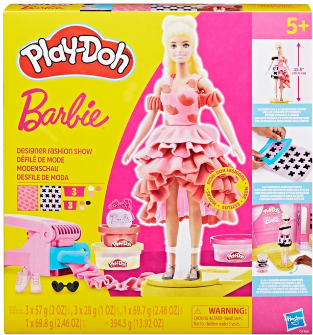 Hasbro 孩之寶 Play-Doh 培樂多 芭比娃娃設計師時裝秀遊戲組, 394.5g, 1盒, 芭比娃娃設計師時裝秀