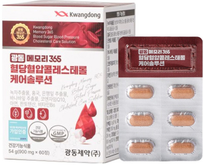 광동메모리365 혈당 혈압 콜레스테롤 케어솔루션 54g, 60정, 1개