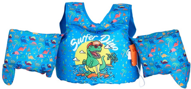 캐스비 데콤포 유아용 캐스비 스포츠 물놀이 암링 자켓, 블루(공룡), 1개