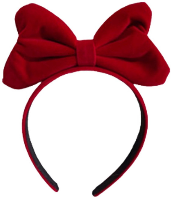 미미파티 귀여운 머리띠, 벨벳리본 레드, 1개